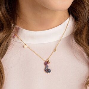 seven season — ocean seahorse multi-colored gold plated pendant necklace